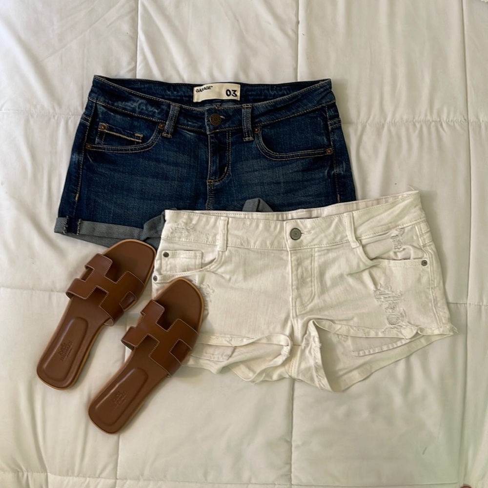 Lot of 2 denim shorts. Zara and Garage size 3-4.